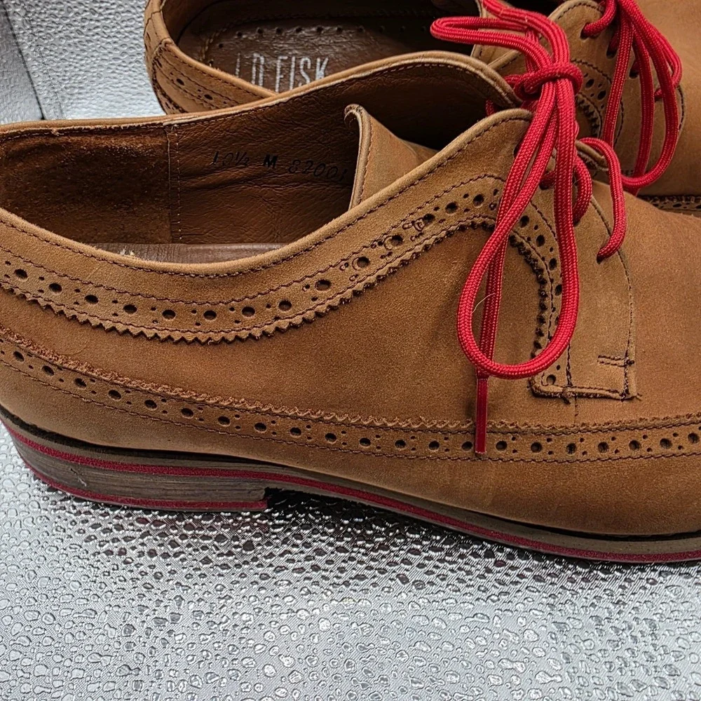JD Fisk Men's Wingtip Oxford Dress Shoes Brown Leather 10.5 M Fashion Lace-Up‎